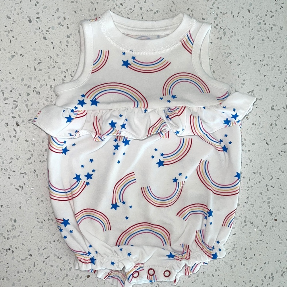 Cat & Jack Baby Girl Rainbow Snap-Up Romper 0-3M